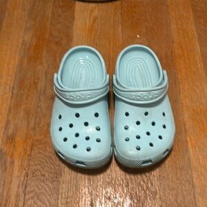 Light blue crocs, size 1 clean